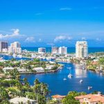 Bird's-eye view of Fort Lauderdale, Florida, featuring its coastal landscape and bustling urban environment.