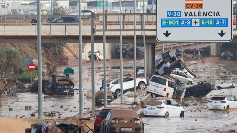 Spain Valencia Flooding and Devastated condition due to flood water.