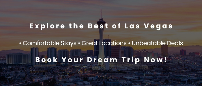 A vibrant Las Vegas skyline with iconic landmarks, showcasing the city's attractions.