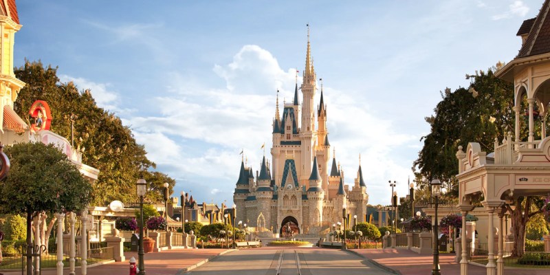 Cinderella Castle at Walt Disney World stands majestically in the background of this enchanting photo.