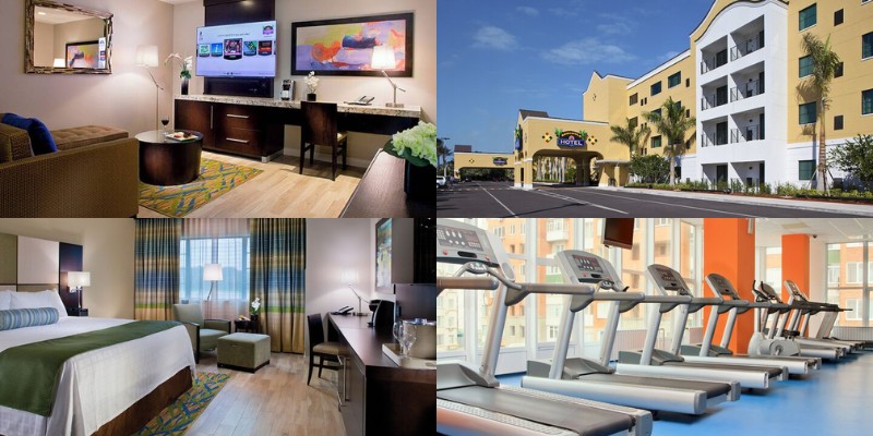 Different hotel room styles at Seminole Casino Hotel Immokalee are displayed in a vibrant collage, emphasizing luxury and variety.