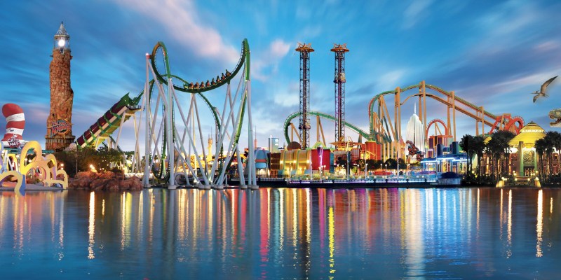 Thrilling roller coaster and diverse attractions at Universal Studios Orlando Resort Theme Park, perfect for family fun.