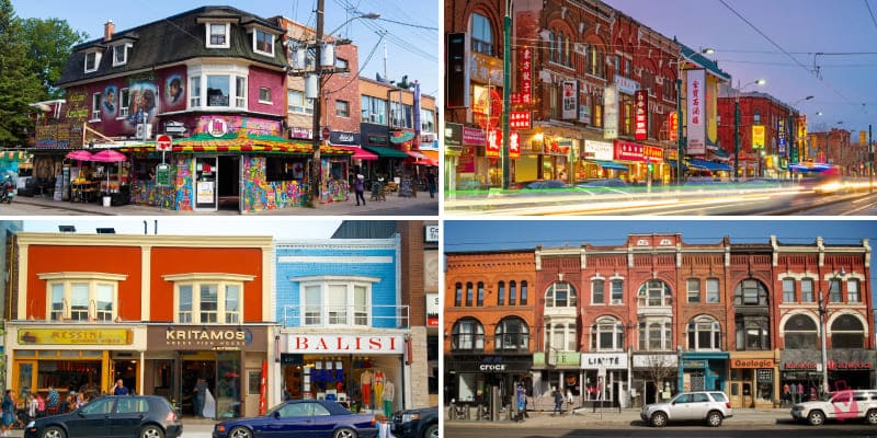 Beautifully vibrant Toronto streets, bustling with lively shops, inviting restaurants, and charming architecture, perfectly capture the city's dynamic spirit.