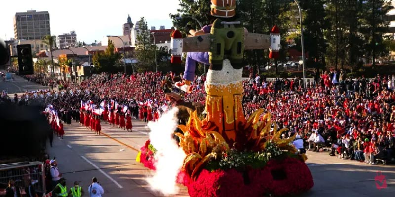 What a truly grand Rose Parade float rolling by with massive crowds cheering.