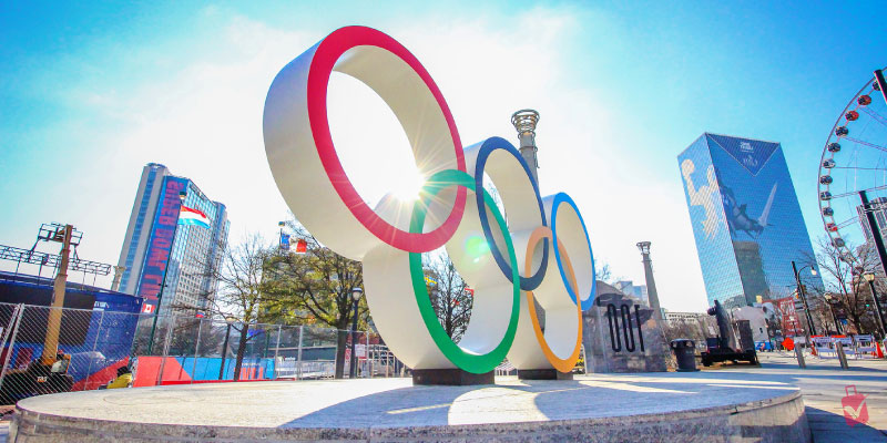 The Olympic Rings sculpture stands as a key site on the List of Most Famous Historical Landmarks in Atlanta, located in the city center.