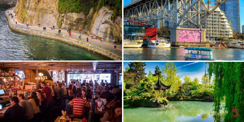 Free things to do in Vancouver include walking the Stanley Park Seawall, visiting public gardens, and exploring Granville Island.