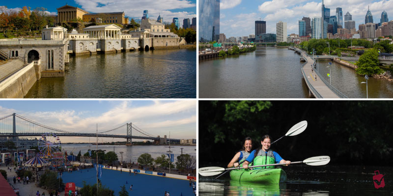 Kayaking and walking the Schuylkill Banks Boardwalk are popular outdoor activities in Philadelphia for active visitors and locals.