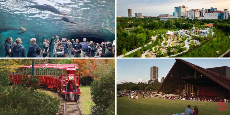 Unique experiences like walking through an underwater shark tunnel and outdoor theater performances are among the most unforgettable spots in houston.