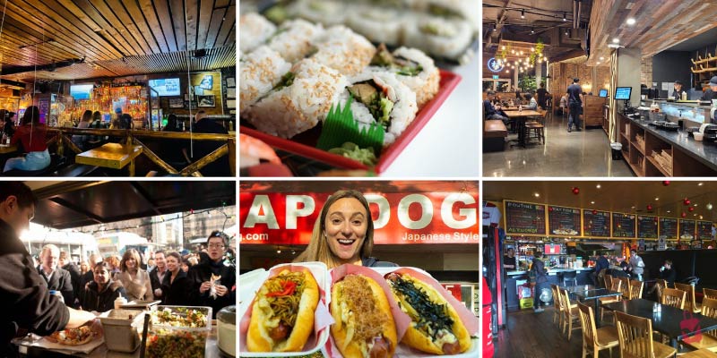 Vancouver food experiences like fresh sushi, the famous Japadog street food, and vibrant local restaurant scenes.