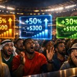 Shocked fans in a stadium look on as digital graphics display massive price hikes, reflecting how FIFA World Cup 2026 Ticket Prices Are Insane.